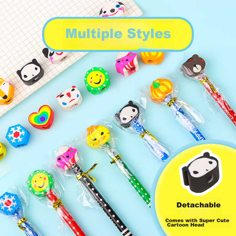 Touch Fish 20-Pack Children's Cartoon Pencils with Eraser, Creative Cute Reward...