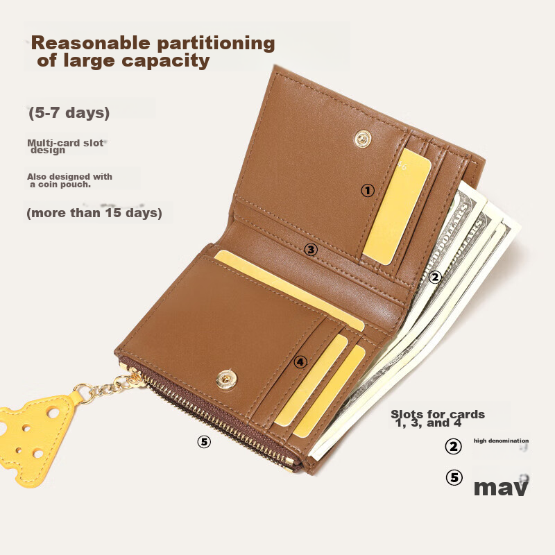 Toutou Women's Handbag 2025 Short Wallet with Multiple Card Slots, Coin Purse, L...