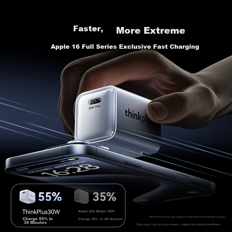 ThinkPlus Lenovo 30W GaN Apple Charger iPhone 16 Charger Head ThinkPad Lipstick...