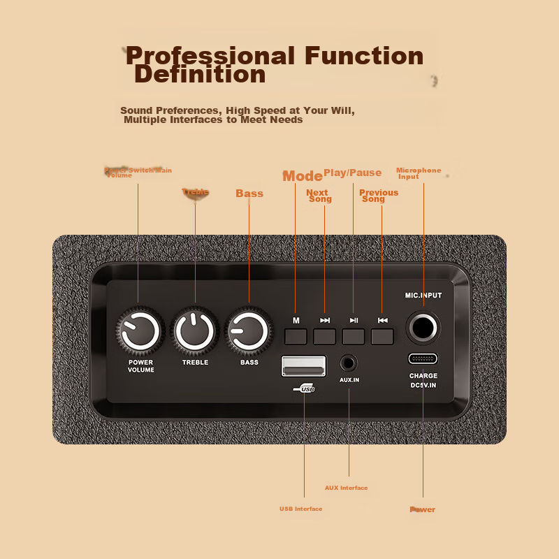 SADA K08 Outdoor Speaker, High-Power with Microphone, Portable Handheld, for Squ...