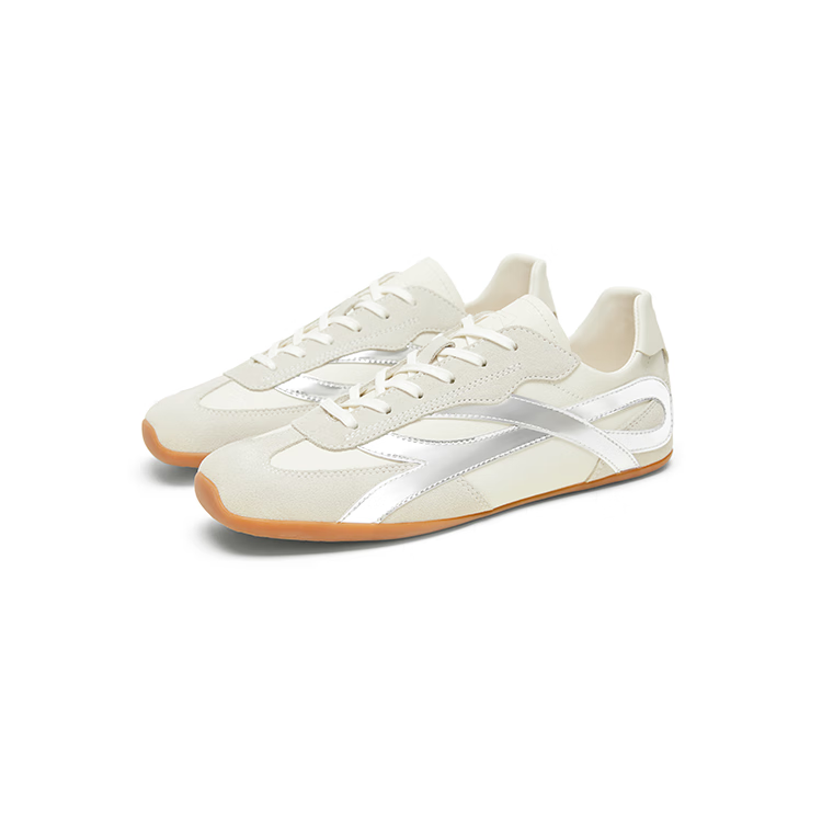 Smilerepublic Light Beige/Pale Pink Bow Side Low-Top Square Toe Casual Shoes Tre...