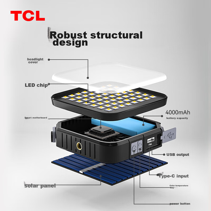 TCL Solar Outdoor Camping Light, Long-Lasting Battery Life, Tent Light, Emergenc...