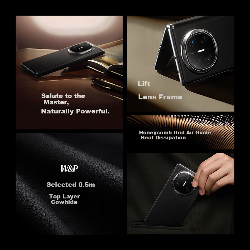 W&P Genuine Leather Magnetic Flip Case for Huawei Mate X6, Axis Protection Anti-...