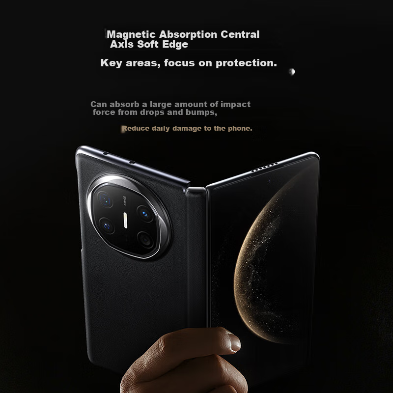 W&P Genuine Leather Magnetic Flip Case for Huawei Mate X6, Axis Protection Anti-...