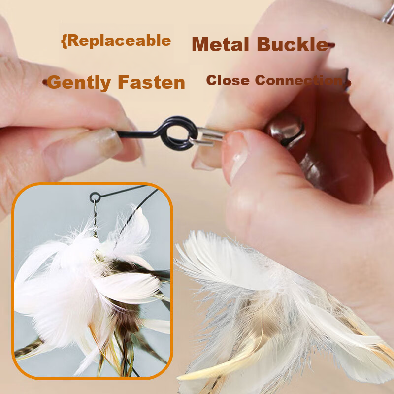 Petofstory Cat Toy Suction Cup Teaser Wand Handheld Teaser Wand with Three Repla...