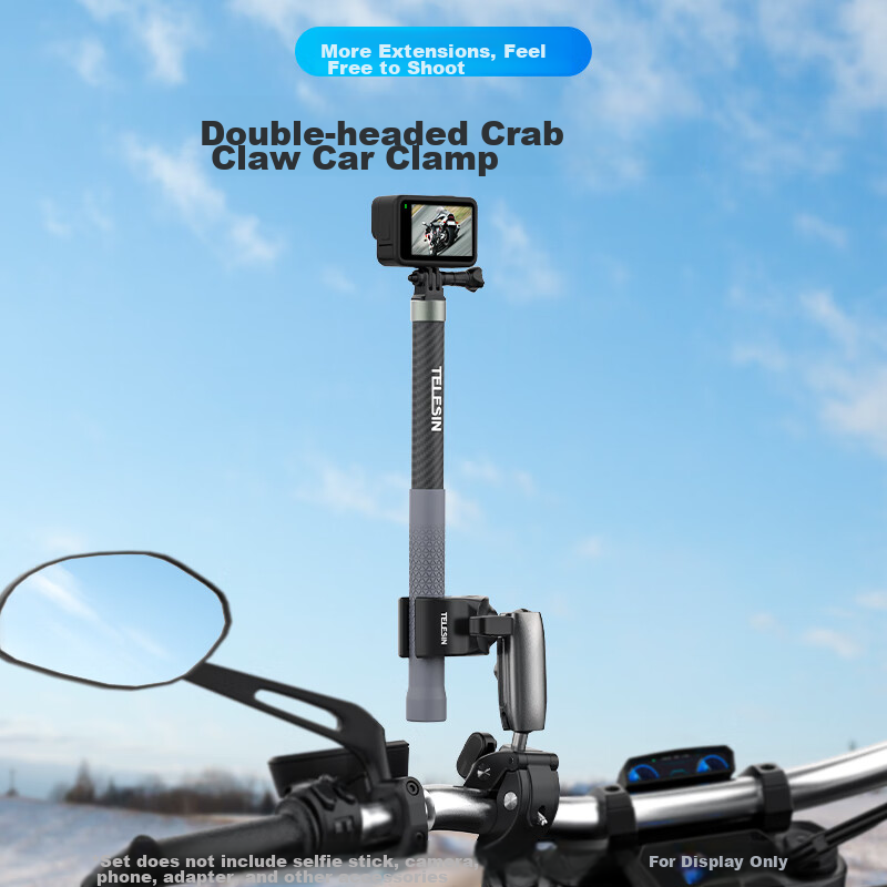 TELESIN Sports Camera Dual-Head Handlebar Clamp, DJI Action Bike Mount, Insta360...