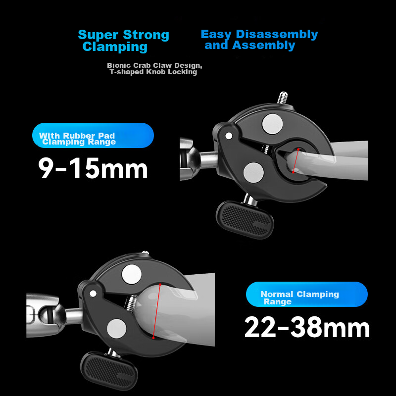 TELESIN Sports Camera Dual-Head Handlebar Clamp, DJI Action Bike Mount, Insta360...