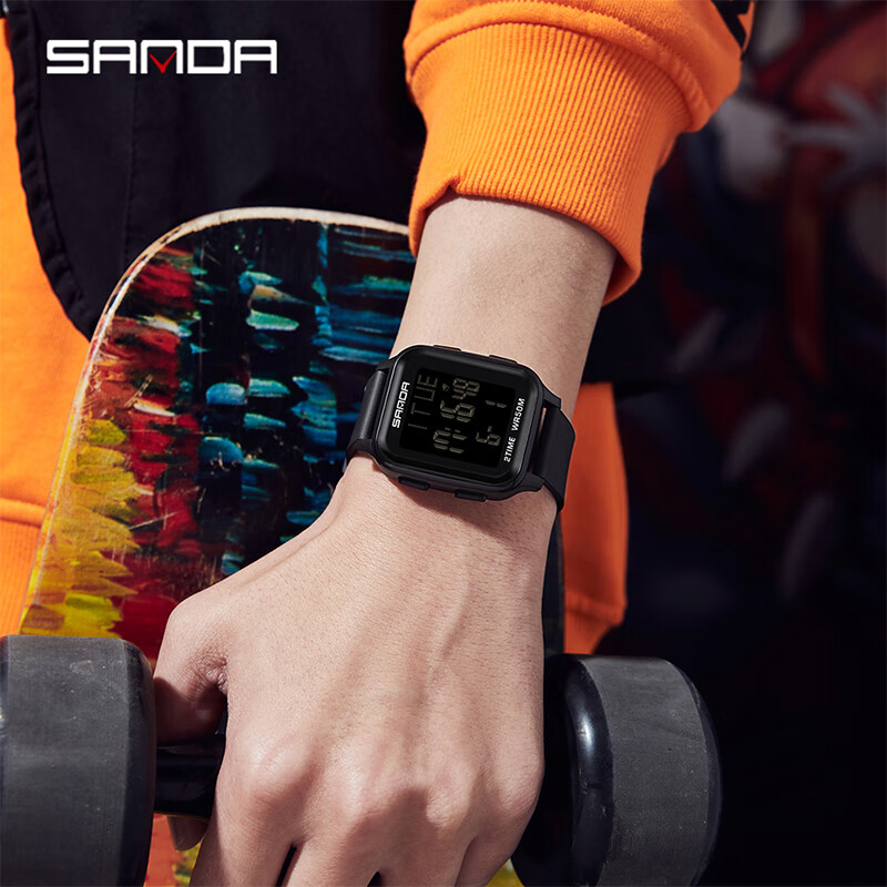 SANDA Men's Student Waterproof Luminous Large Digital Timer Watch for Middle Sch...