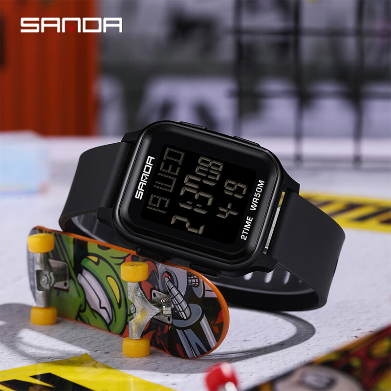 SANDA Men's Student Waterproof Luminous Large Digital Timer Watch for Middle Sch...