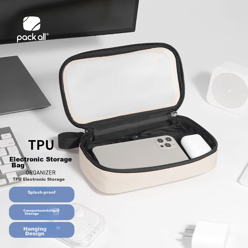 Pack All TPU Splash-Resistant Multifunctional Storage Bag with Cable Holes, Port...