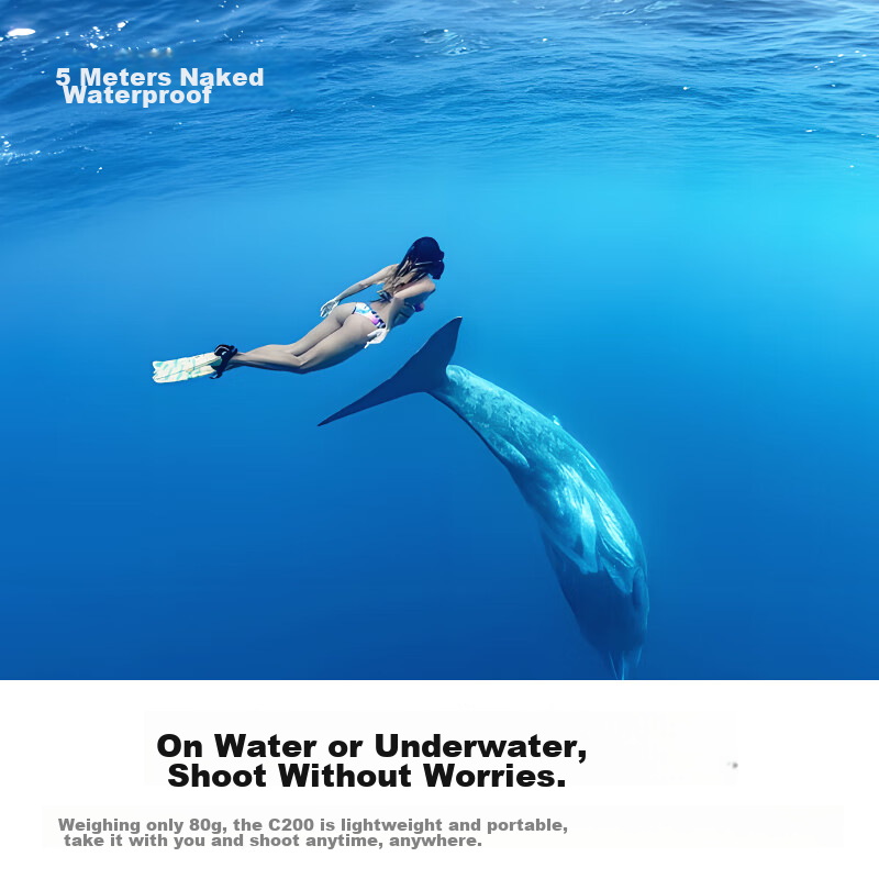 SJCAM C200 Action Camera, 360 Motorcycle Dash Cam, Thumb-Sized Camera, Head-Moun...