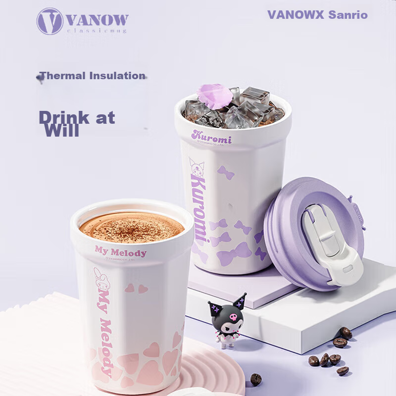 Vanow Coffee Insulated Mug with Straw for Men And Women, Ceramic Inner Liner Por...