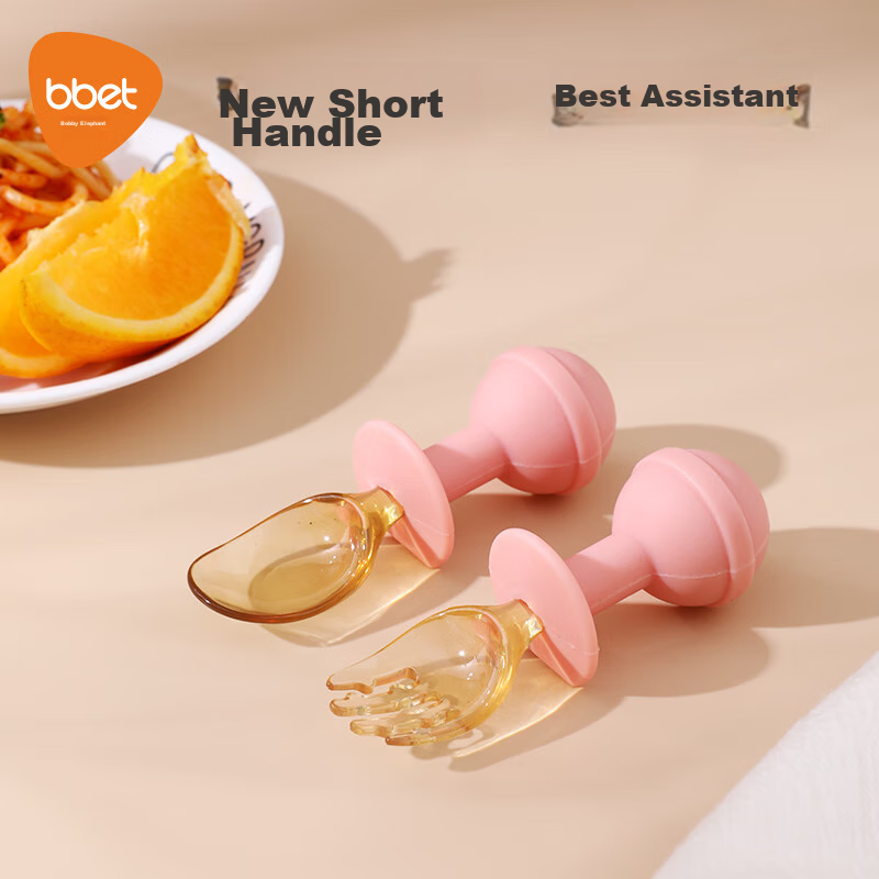 BBET Baby Silicone Short-Handled Spoon And Fork, PPSU Baby Food Spoon, Children'...