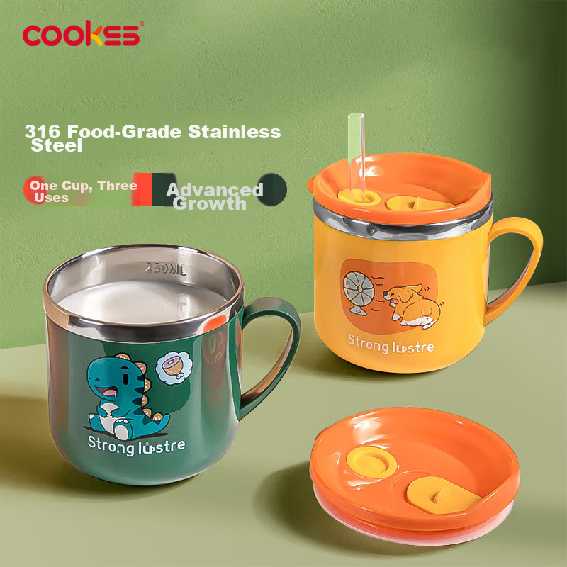 COOKSS Children's Water Cup, Milk Cup, 316 Stainless Steel Training Cup, Baby 1-...