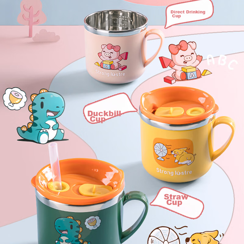 COOKSS Children's Water Cup, Milk Cup, 316 Stainless Steel Training Cup, Baby 1-...