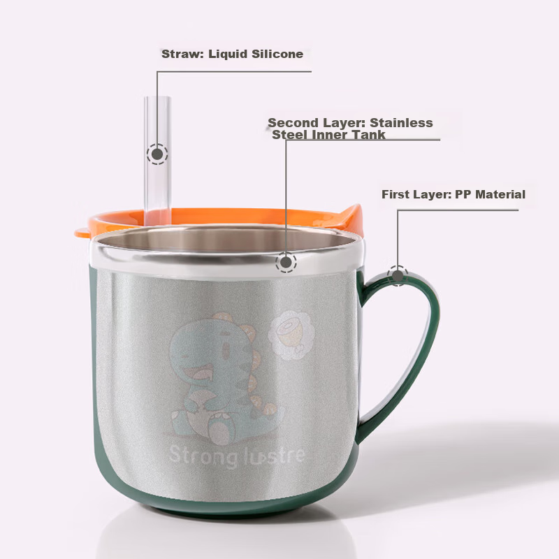 COOKSS Children's Water Cup, Milk Cup, 316 Stainless Steel Training Cup, Baby 1-...