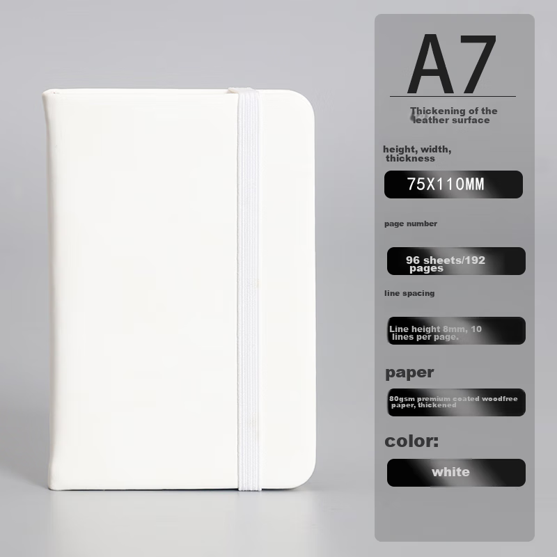XUCHEN Portable A7/96 Sheets Snow White Pocket Notebook, Mini Student Journal, S...