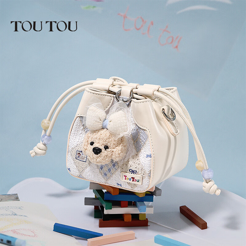 Toutou Women's Bag Spring New Crayon Puppy Shumai Drawstring Bucket Bag Single S...