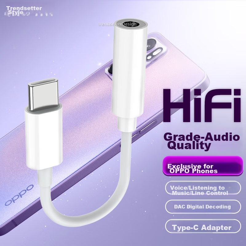 trendsetter Compatible with OPPO Earphone Adapter Converter for Reno 13/12/11/Fi...