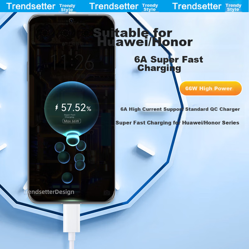 Trendsetter Compatible with Huawei Data Cable, 6A Charging Cable, 100W 80W 66W 4...