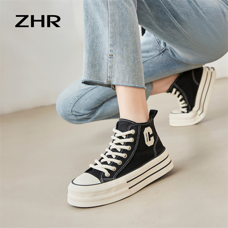 ZHR Women's Classic Thick-soled High-top Canvas Shoes Lightweight Breathable Rou...