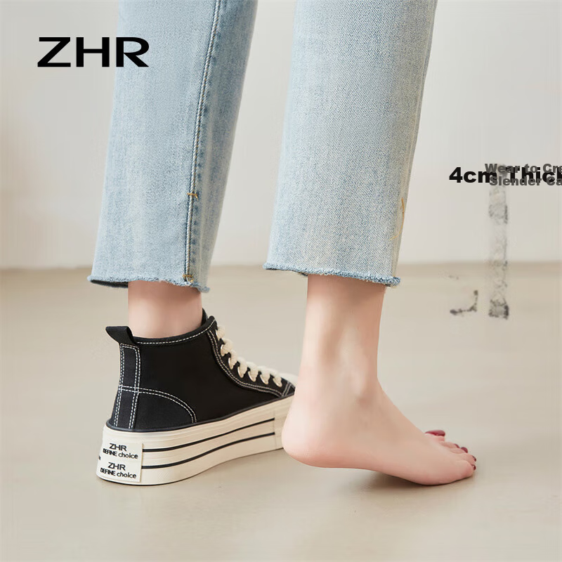 ZHR Women's Classic Thick-soled High-top Canvas Shoes Lightweight Breathable Rou...