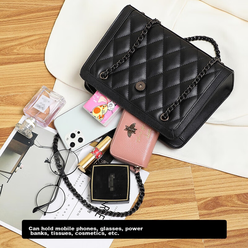 Viney Leather Handbag, Stylish Crossbody Shoulder Bag, Light Luxury Chain Bag, P...