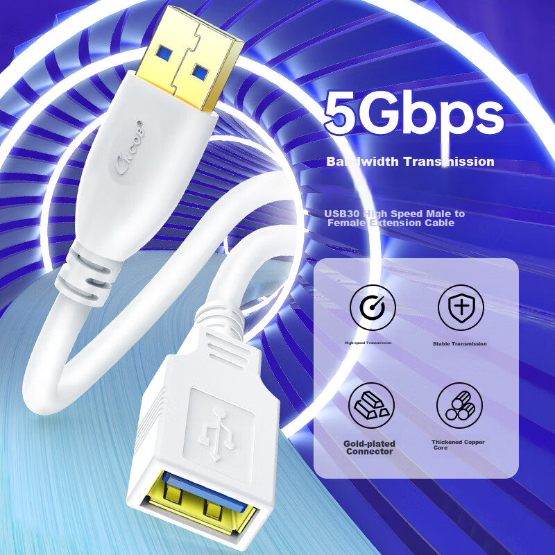 USB Extension Cable 3.0 Male to Female, High-Speed Data Transfer Cable, USB Driv...