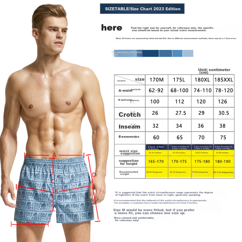 BXMAN Loose Men's Underwear Men's Square Pants Pure Cotton Twill Aro Pants Mid-w...