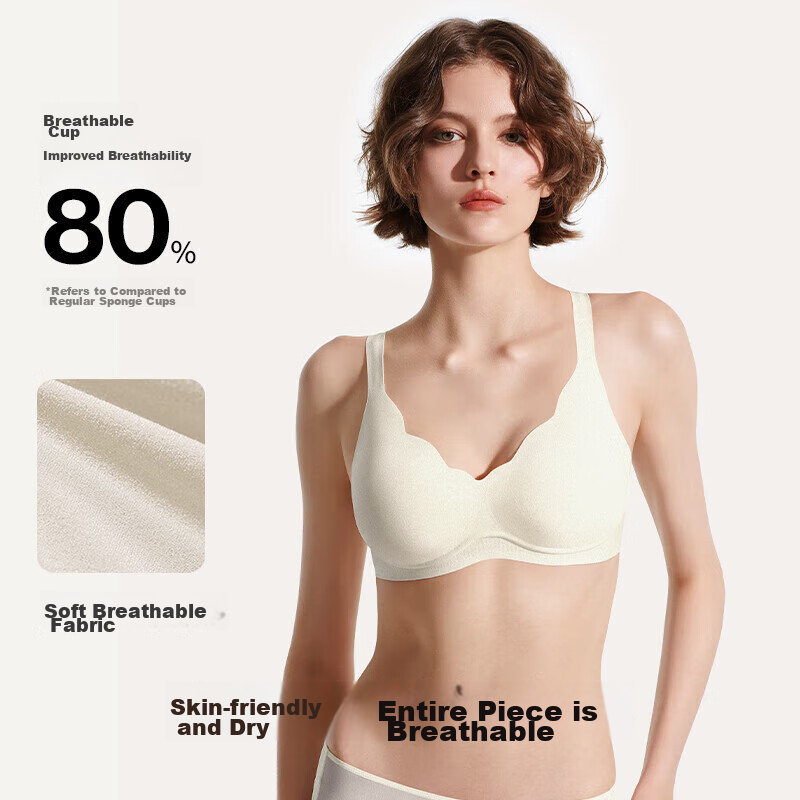 Ubras Petal Cup Soft Support Bra with Thin Straps, Women's Underwear, Wireless,...