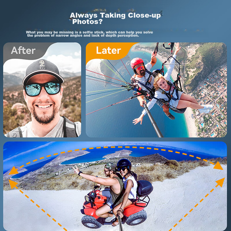 TELESIN DJI Action 4 5 Pro Carbon Fiber Selfie Stick Compatible with GoPro 13 12...