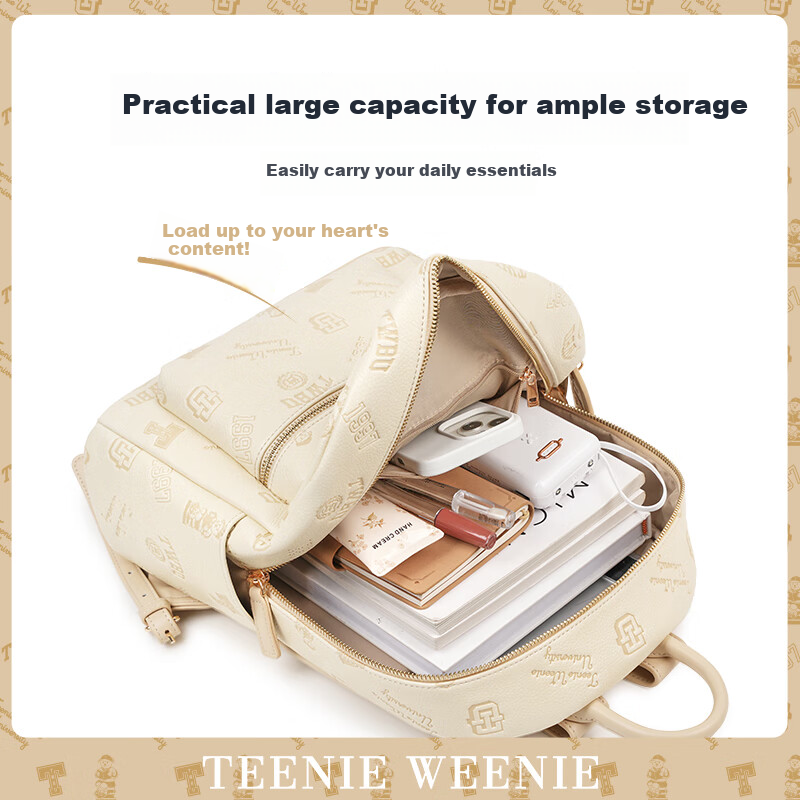 Teenie Weenie Large Capacity Printed Backpack TW Bear Student School Bag Birthda...