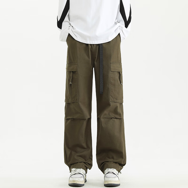 CLOR Pure Cotton Cargo Pants for Men, Spring And Summer Sports Loose Straight-Le...