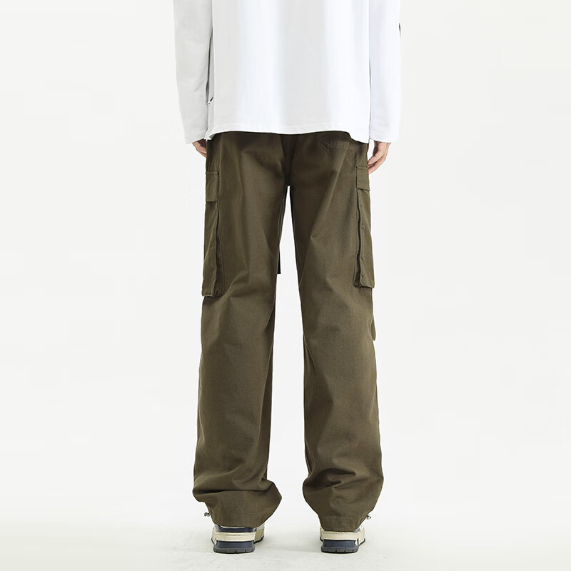 CLOR Pure Cotton Cargo Pants for Men, Spring And Summer Sports Loose Straight-Le...