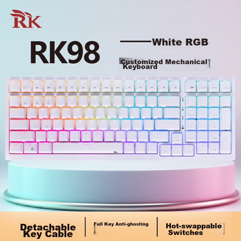 RK98 Mechanical Keyboard, Wired Keyboard, Gaming Keyboard, 100 Keys, 98 Layout,...