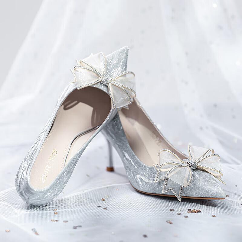 ZHR High Heels for Women, Elegant French Stilettos, Crystal Wedding Shoes, Sophi...