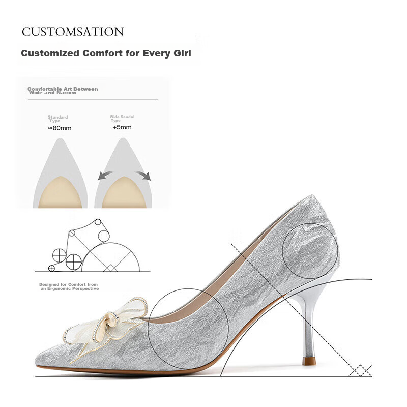 ZHR High Heels for Women, Elegant French Stilettos, Crystal Wedding Shoes, Sophi...