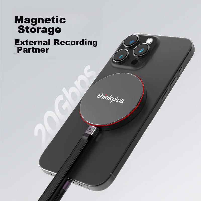 ThinkPlus Lenovo 2TB Magnetic Adsorption Portable Solid State Drive, Magnetic Ad...