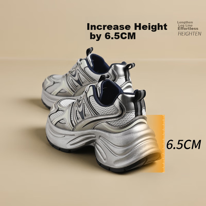 ZHR Women's Chunky Sneakers Retro Thick-soled Height Increasing Casual Shoes Com...