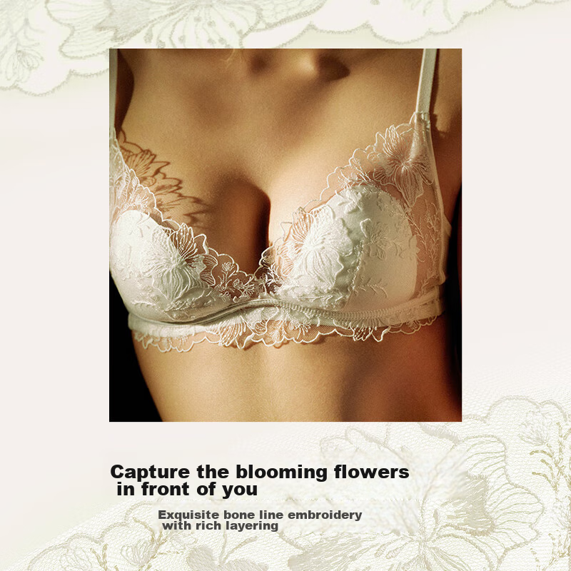 Ubras Endless Floral Sea Lace Sexy Large Breast Minimizing Bra, Women's Underwea...