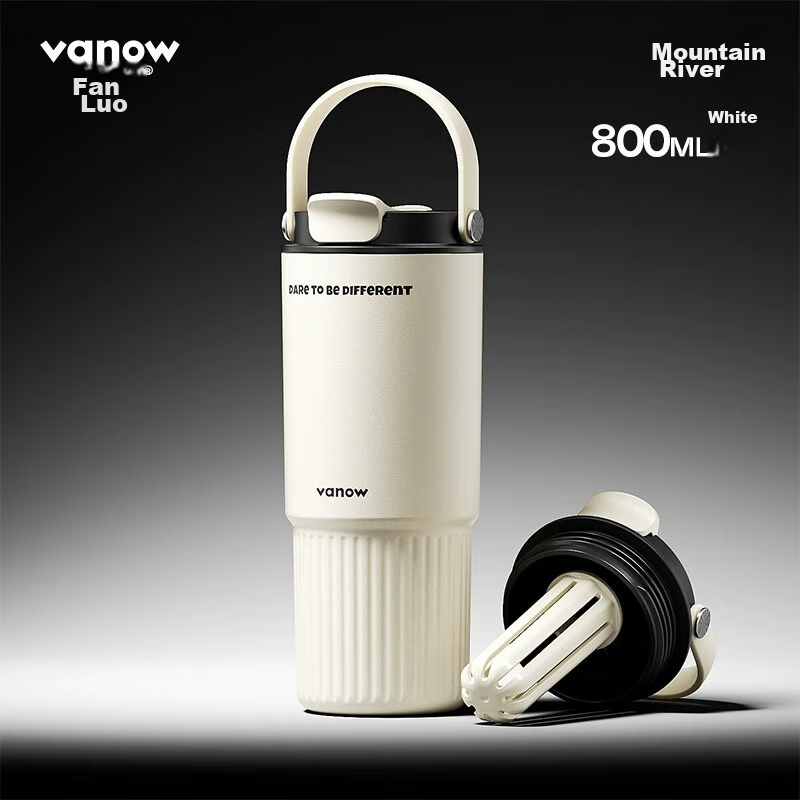 Vanow Straw Insulated Mug with Ceramic Inner Liner, Large Capacity Coffee Water...