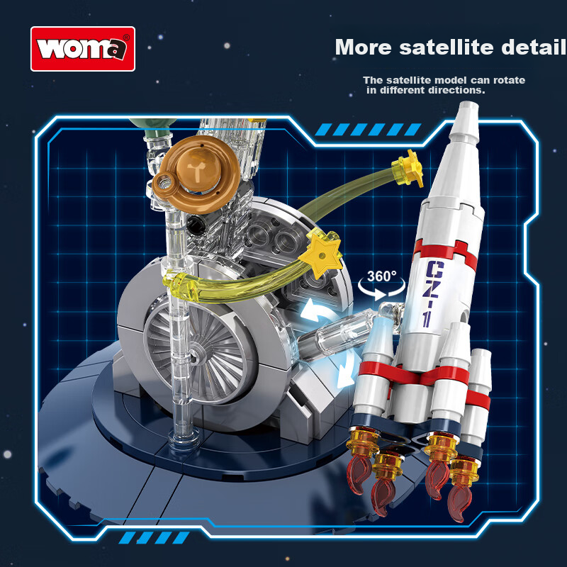 WOMA Oriental Red Man-made Satellite Building Blocks Compatible with LEGO Boys A...