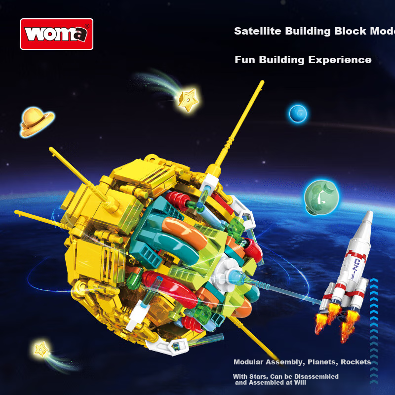 WOMA Oriental Red Man-made Satellite Building Blocks Compatible with LEGO Boys A...