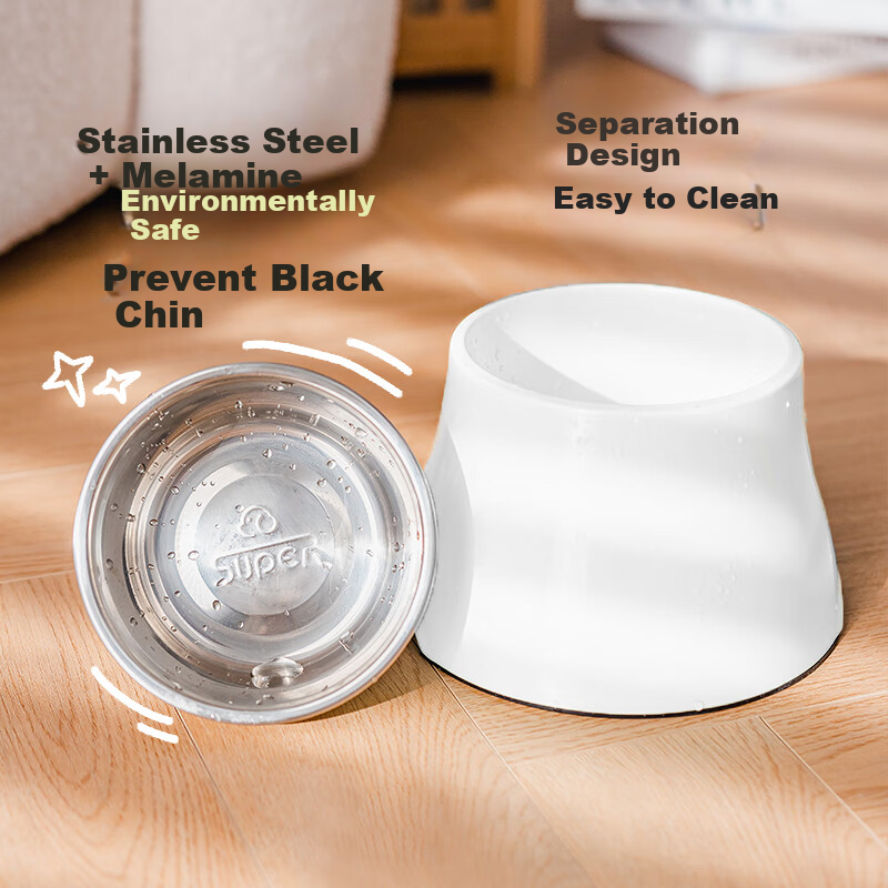 SUPER DESIGN Elevated Dog Bowl Pet Feeder Cat Bowl Dog Bowl Protecting Neck Spin...
