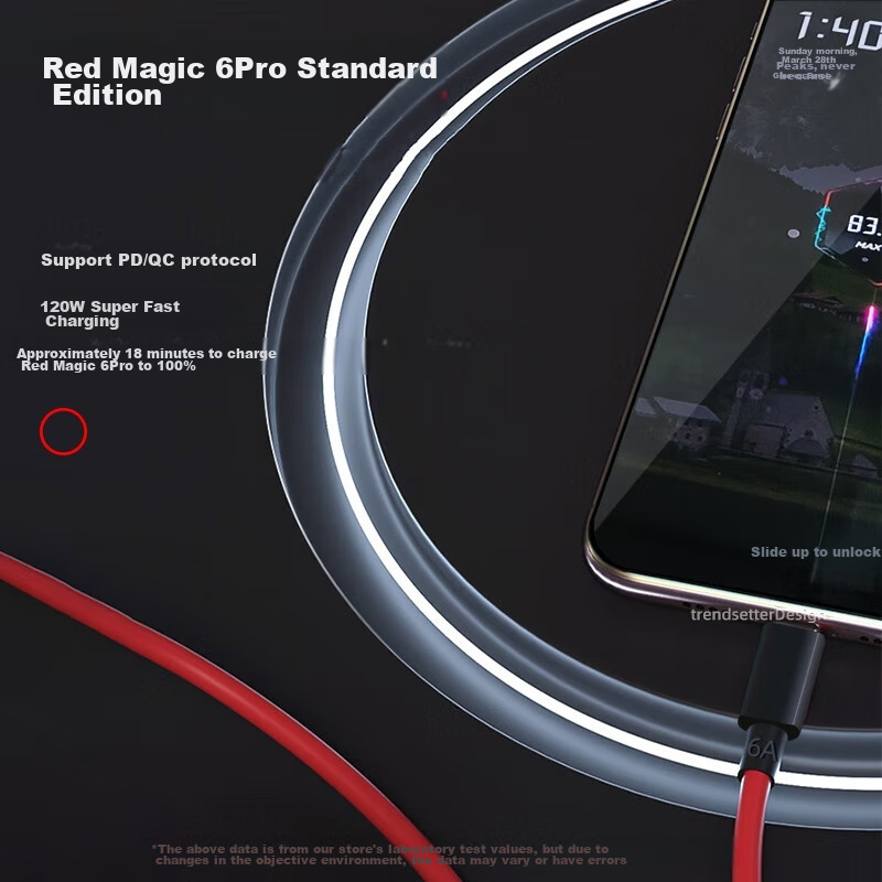 Trendsetter Compatible with Nubia Red Magic Data Cable, 6A Fast Charging, for Z5...