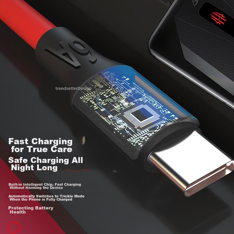 Trendsetter Compatible with Nubia Red Magic Data Cable, 6A Fast Charging, for Z5...