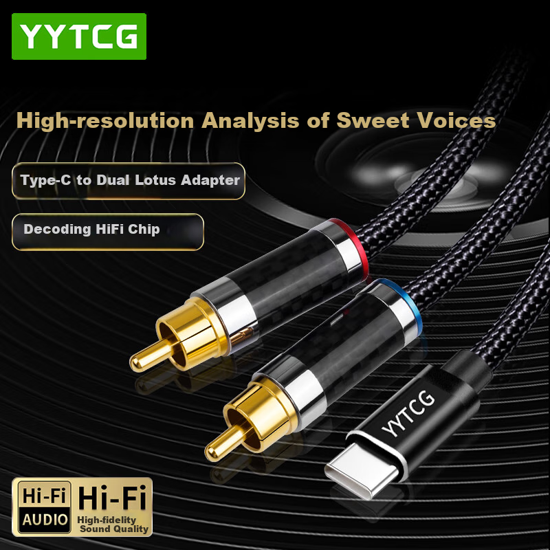 YYTCG Type-C to Dual RCA Audio Cable 1 to 2 Hi-Fi Sound Cable for Huawei Xiaomi...