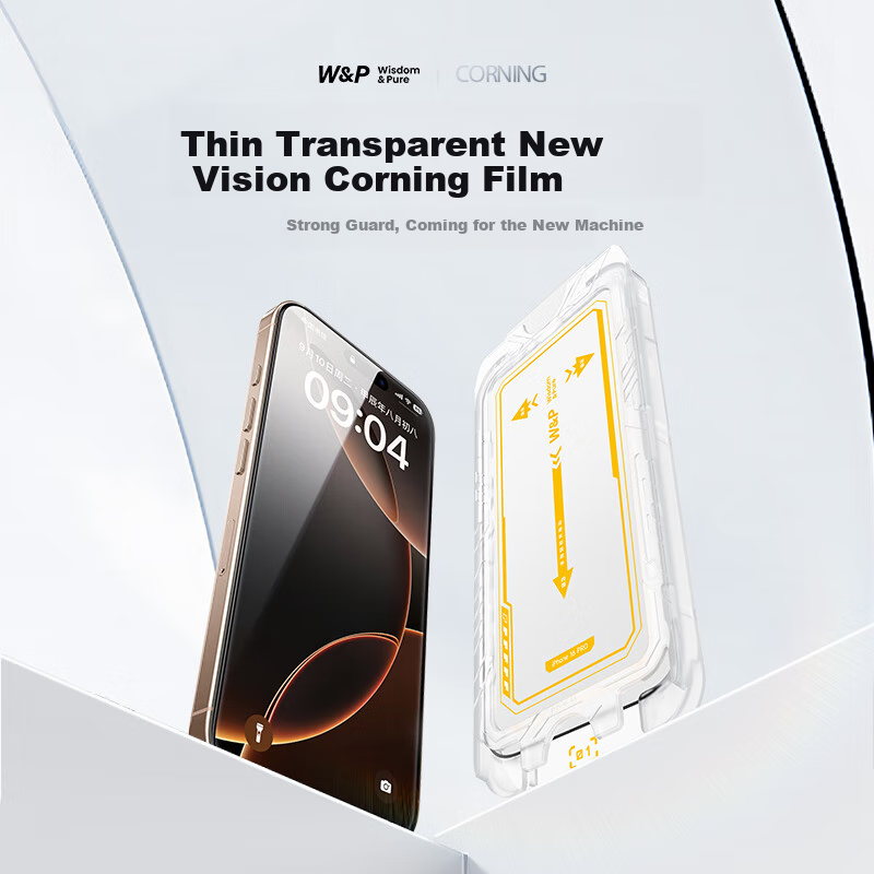 W&P Corning Glass iPhone 16 Tempered Glass Privacy Screen Protector Full Coverag...