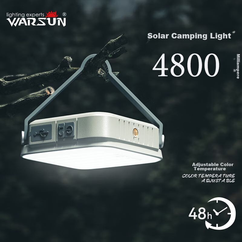 Warsun Solar-Powered Camping Light, Outdoor Tent Light, Campsite Equipment, Home...