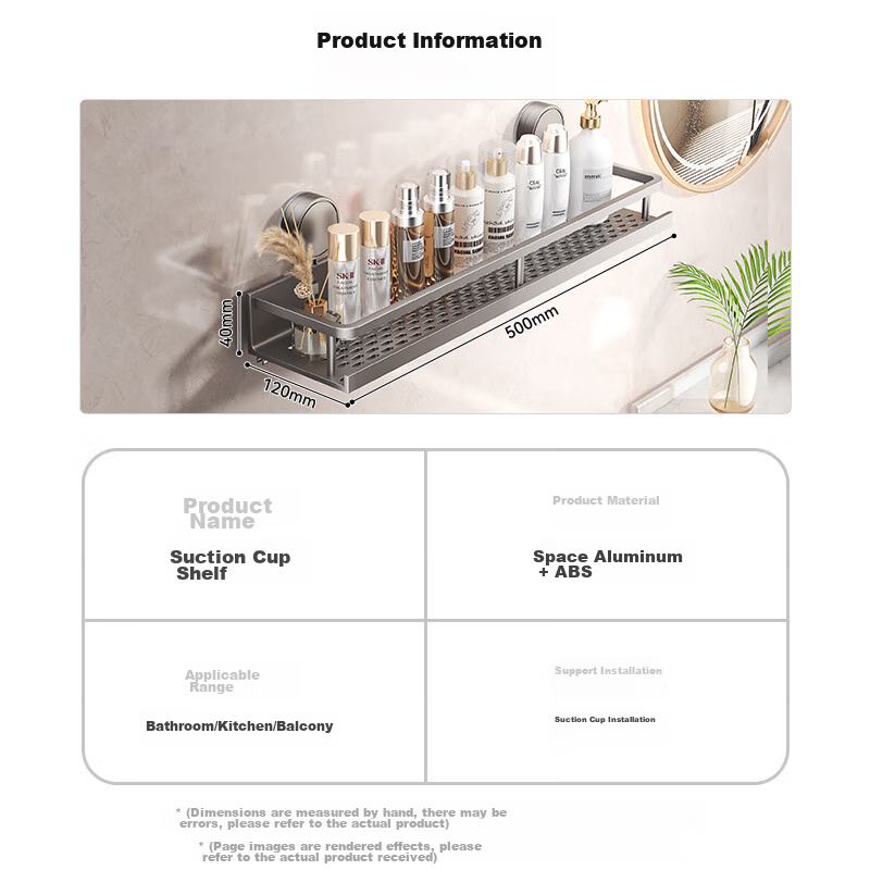 YWEEL Suction Cup Storage Rack, Bathroom Wall-Mounted Organizer, No Drilling Req...
